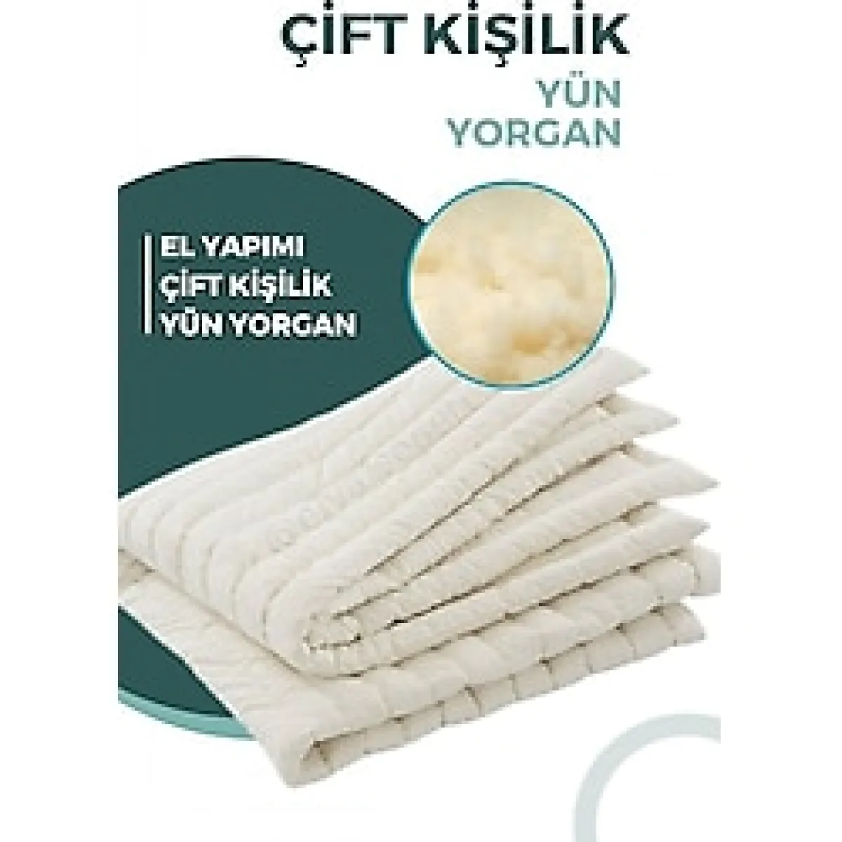 El Dikimi Çift Kişilik Merinos Kuzu Yününden Yün Yorgan 195X215 Cm