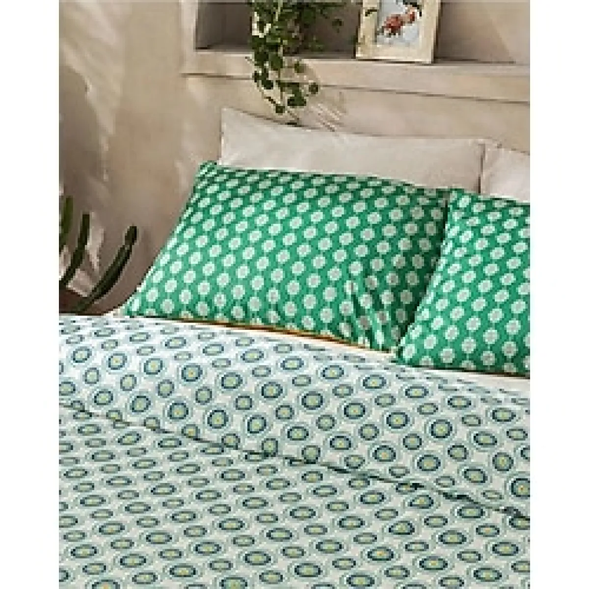 English Home Exotic Circles Baskılı Çift Kişilik Pike Koyu Yeşil