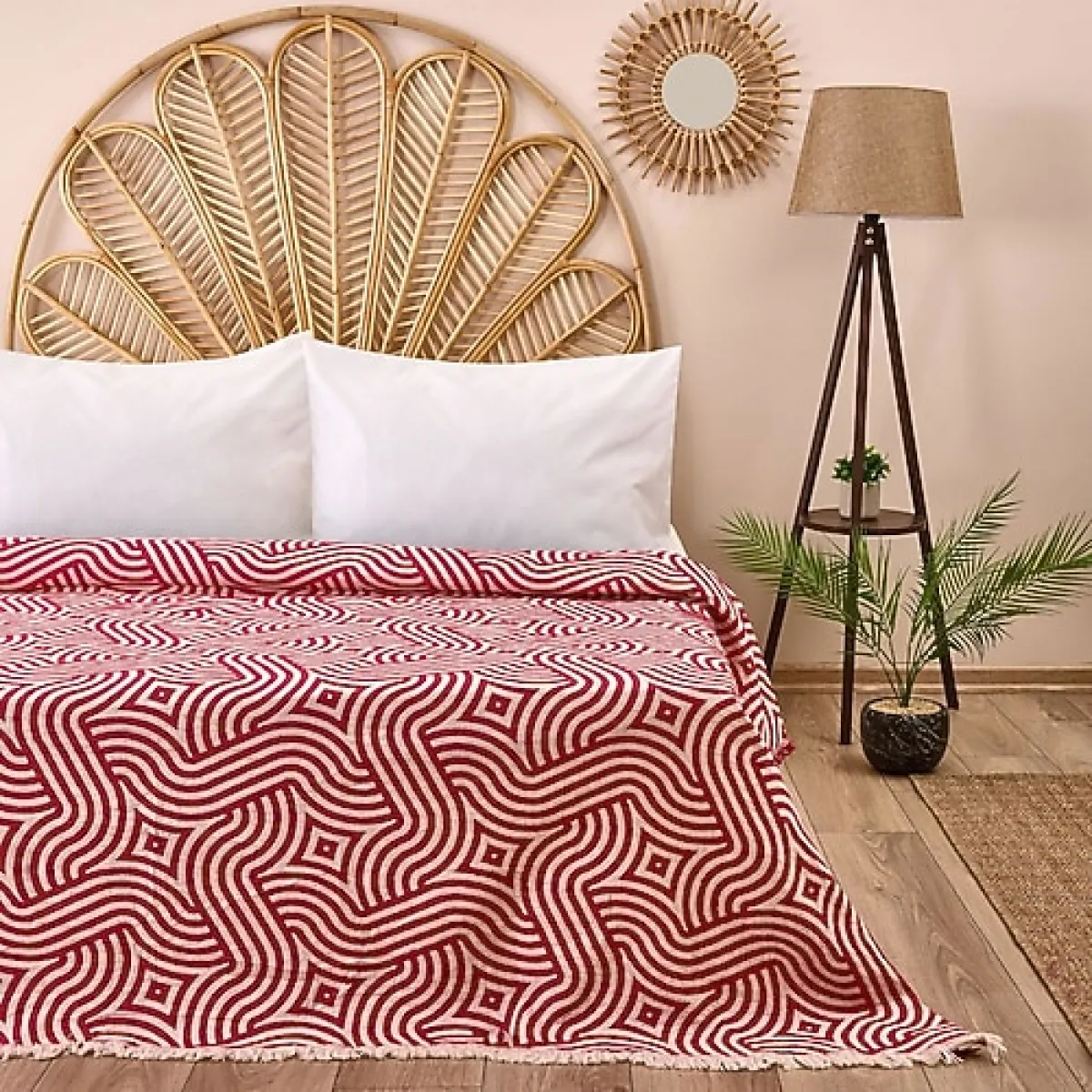 Evidea Soft Geometrik Tek Kişilik Yatak Örtüsü