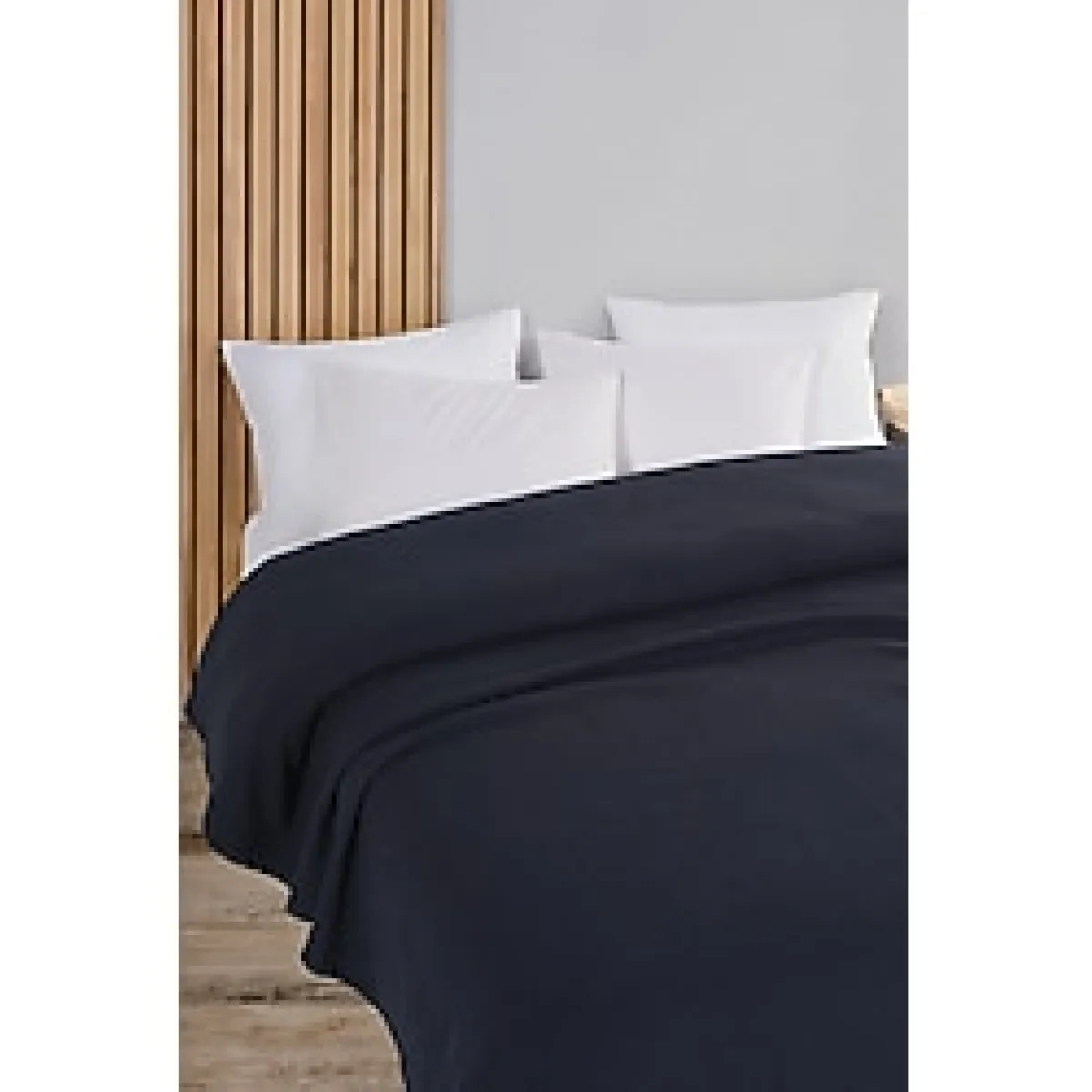 Evim Pamuklu Aden Lacivert Çok Amaçlı Yatak Örtüsü Tek Kişilik - 160x230 Cm