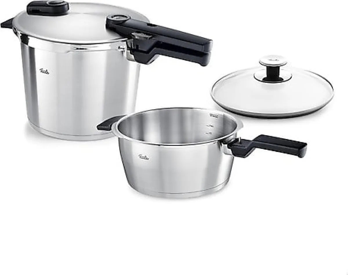 Fissler Vitaquick Premium Cam Kapaklı 6 lt + 3.5 lt Düdüklü Tencere Seti