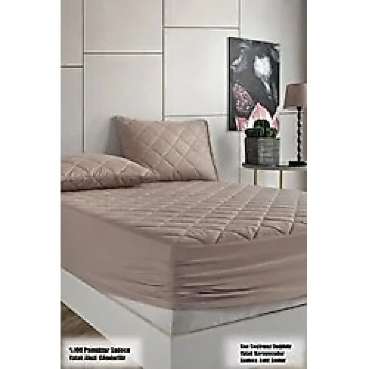 Formeya Alez Kahverengi %100 Pamuk Kapitone Yatak Koruyucu Alez Fitted Çarşaf