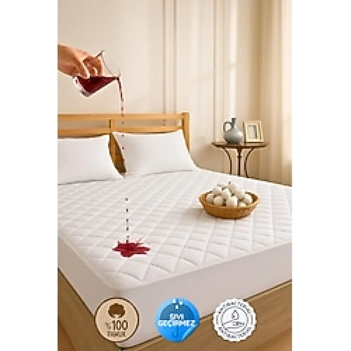 Formeya Kapitone Fitted Full Kenar Su Sıvı Geçirmez %100 Pamuk Yatak Koruyucu Alez Tek Çift Battal (16 Ebat)