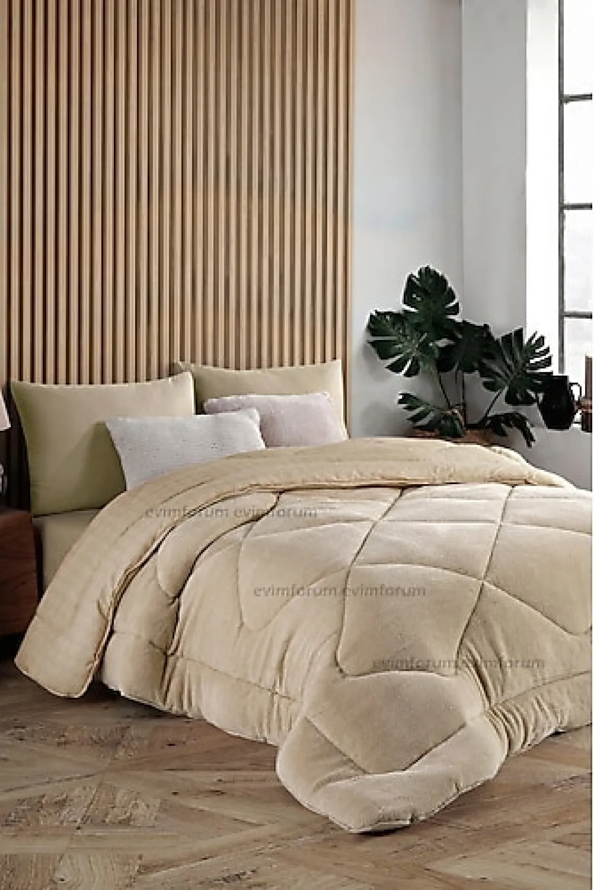 Formeya Lüx Bej 220x240 cm Çift Taraflı Welsoft Battal Boy Yorgan