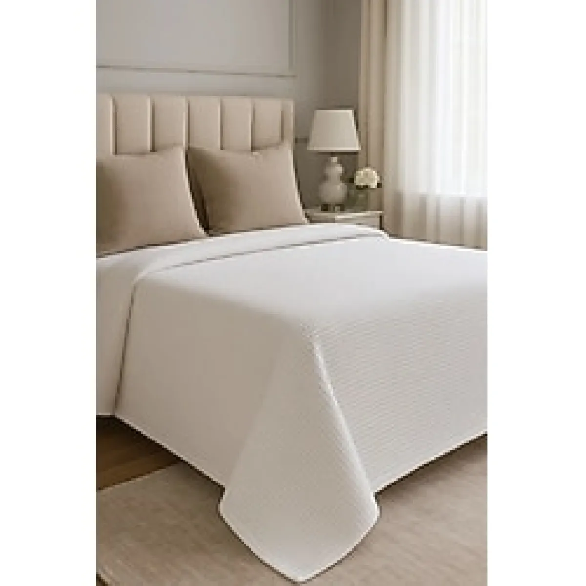 Formeya Renkli Gofret Desen Çift Kişilik Pike Yatak Örtüsü Otel Pike 200x230 cm