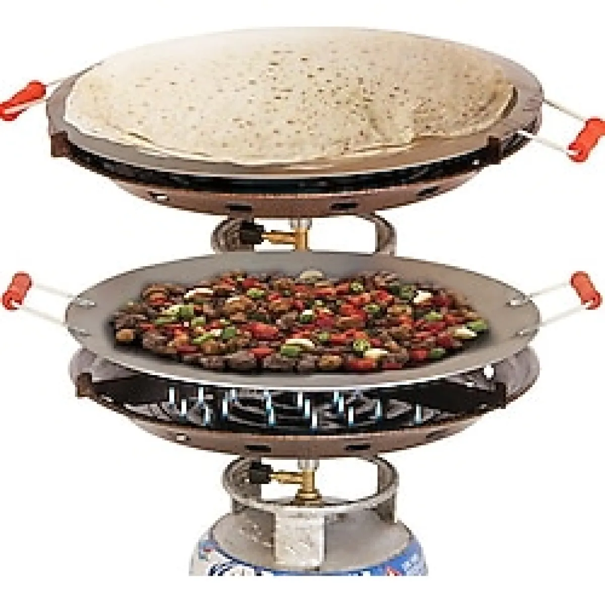 Güryan Tüplü Saç Tava 45 cm Portatif Kavurma Gözleme Katmer Sacı - bej