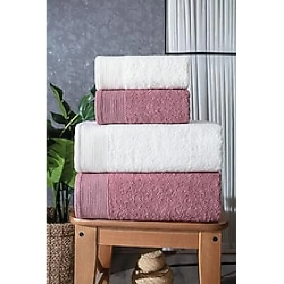 Güvenal Gala 4'lü Banyo Havlusu Havlu Takımı Havlu Havlu Seti I Hamam Seti I Çeyiz Havlusu HS-GALA, Beyaz, 70 x 140