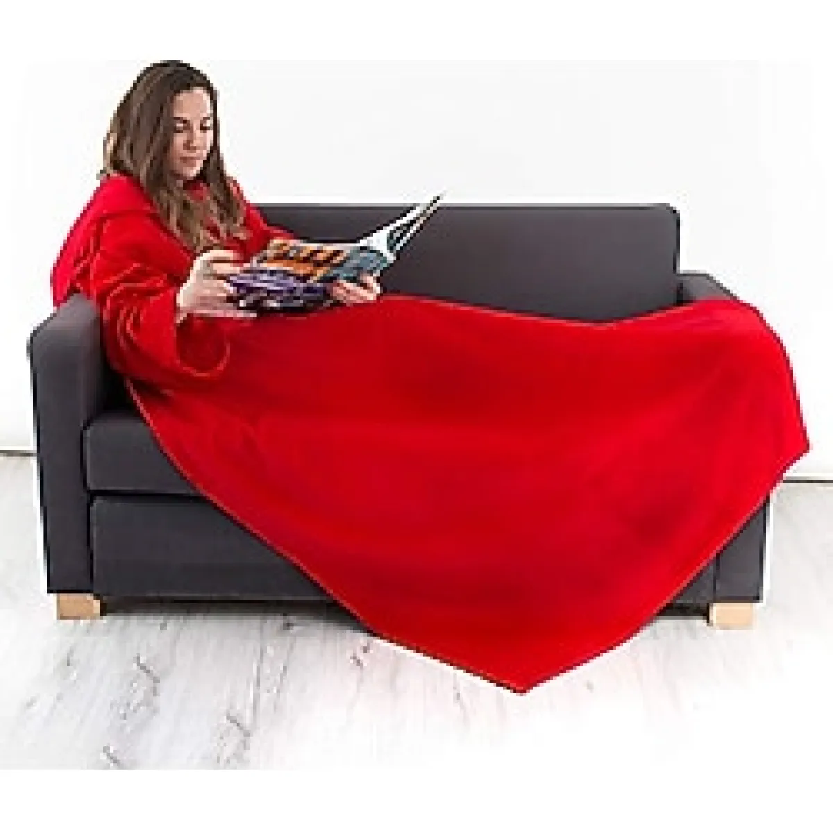 Hediyesepeti Giyilebilir Battaniye - Giyilebilen Kollu Polar Battaniye - Tek Kişilik Kışlık TV Battaniyesi