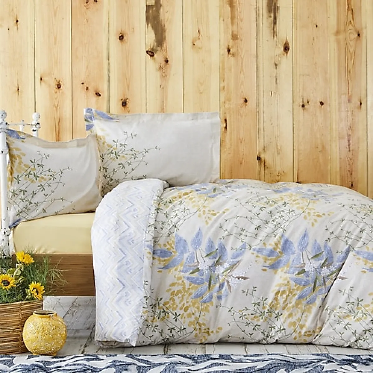 Karaca Home Clarinda Lastik Çarşaflı Pamuk Çift Kişilik Nevresim Takımı