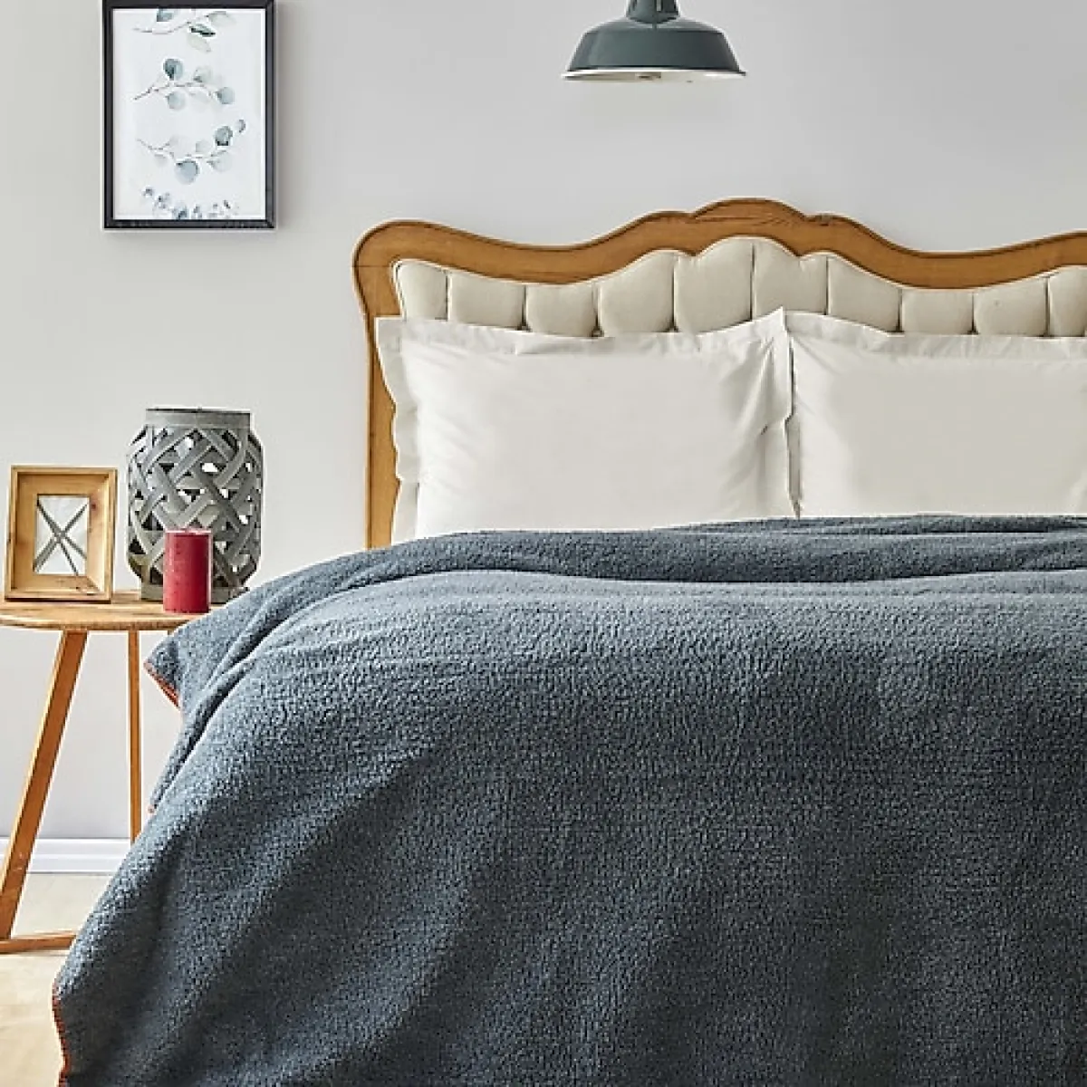 Karaca Home Faye Petrol 200x220 cm Çift Kişilik Sherpa Battaniye