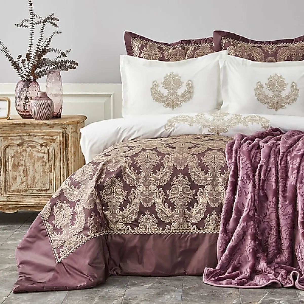 Karaca Home Helena 10 Parça Çeyiz Seti Mürdüm