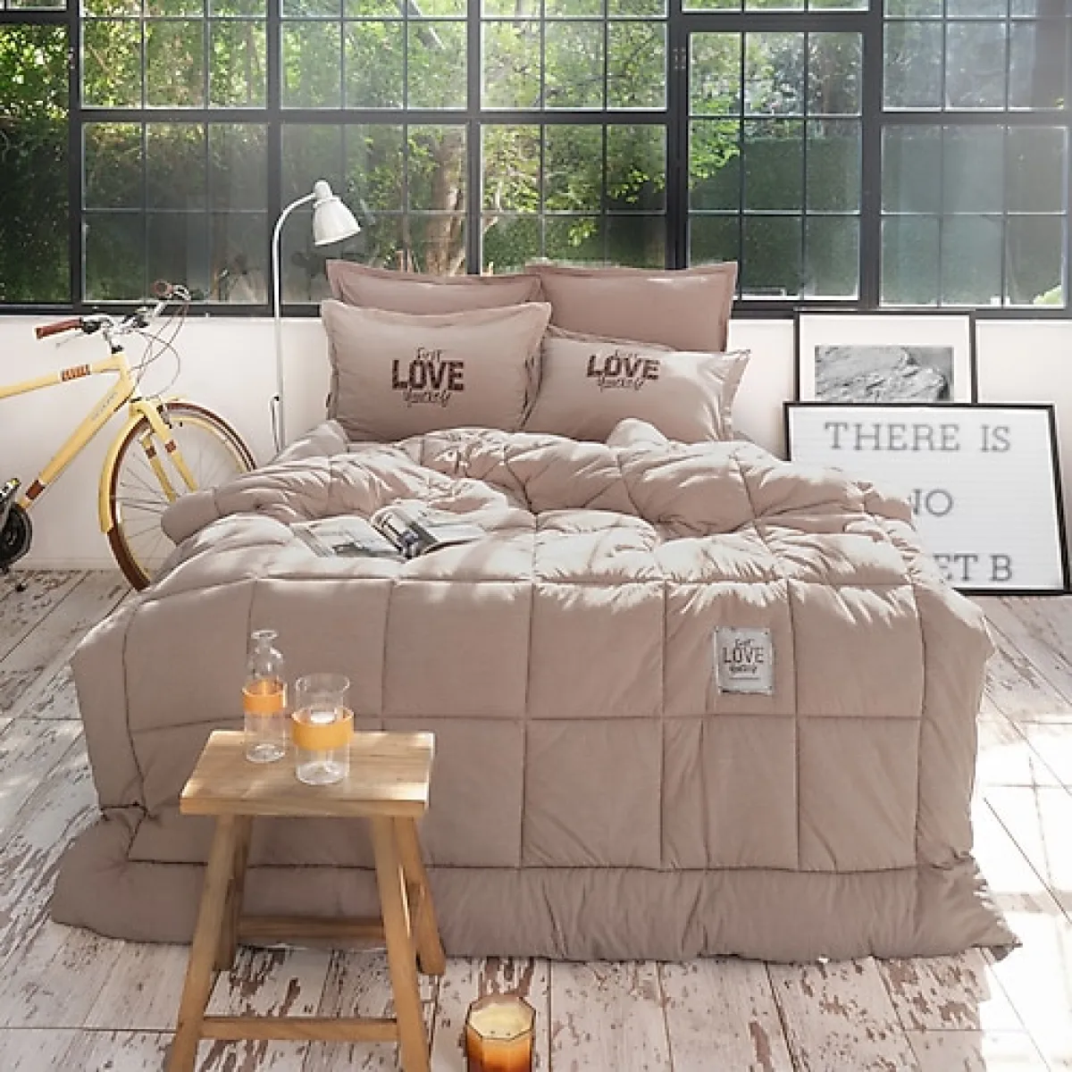 Karaca Home Motto Bej Çift Kişilik Cotton Comfort