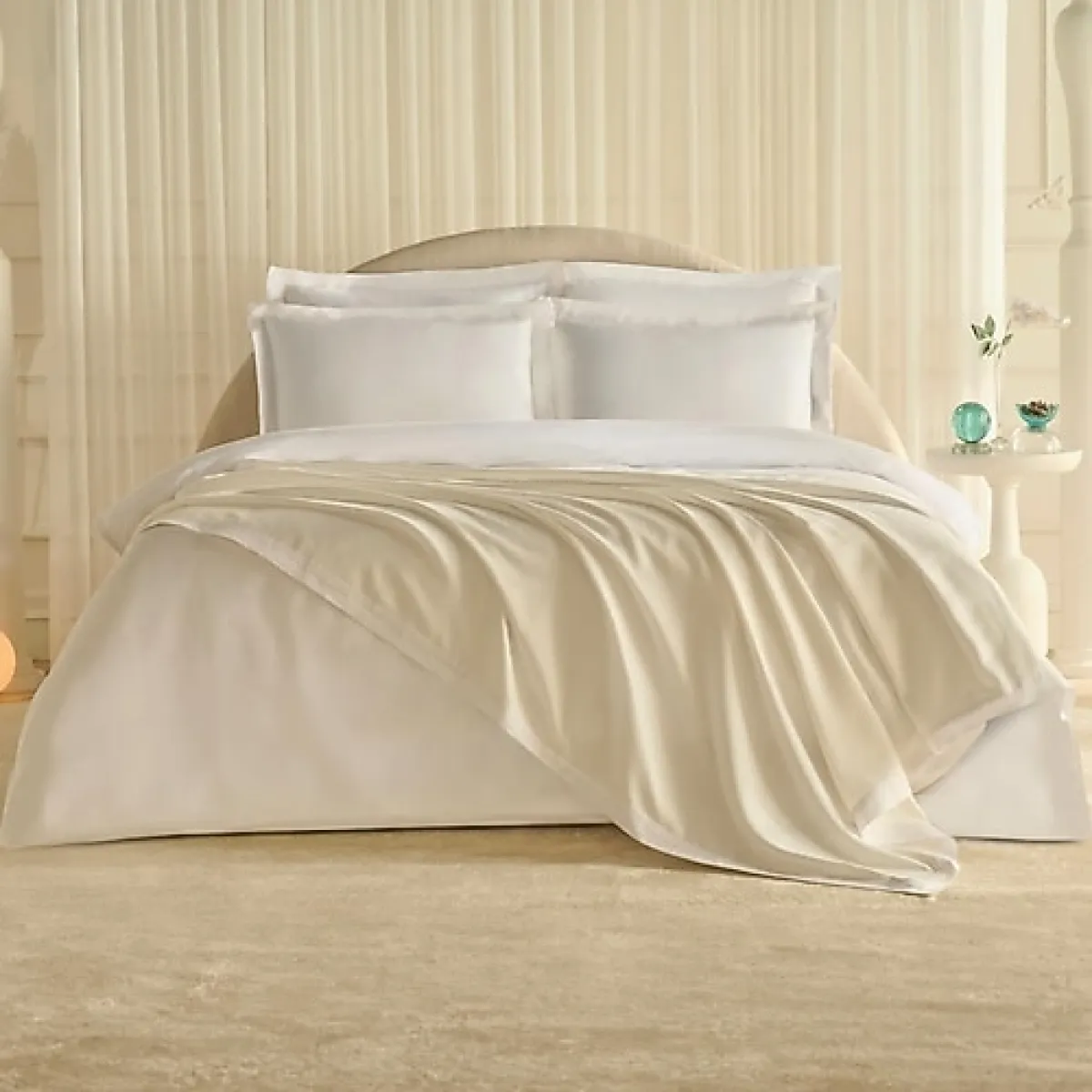 Karaca Home White Collection Vian Bambu Çift Kişilik Pike