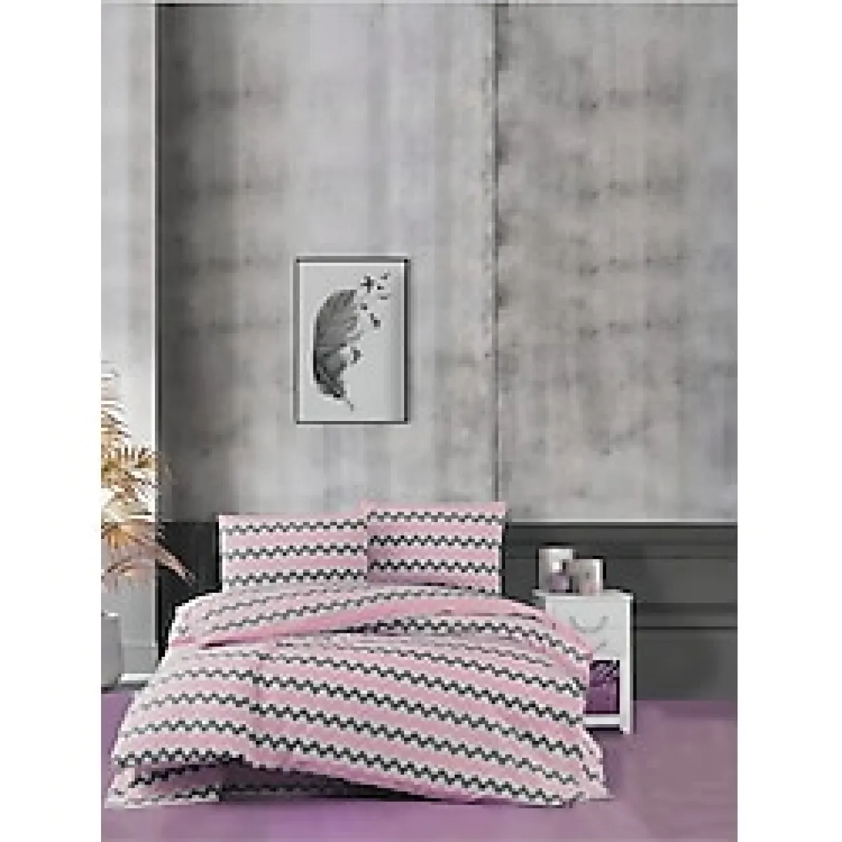 Lotusline Home Zigzag Desen Pamuklu Çift Kişilik Nevresim Takımı - Seti