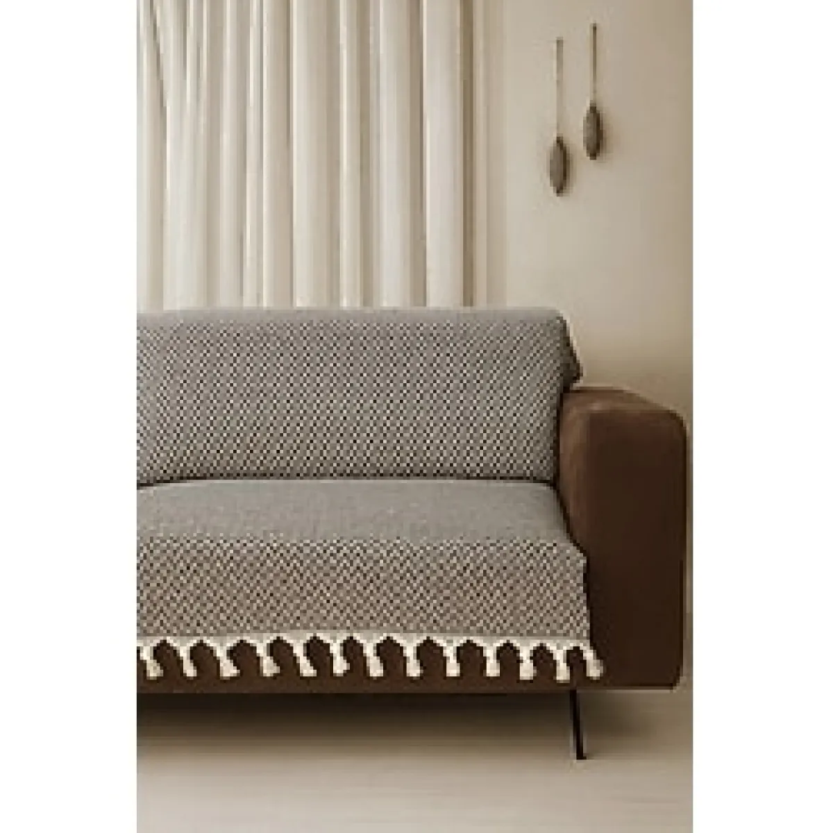 Lunga Vita Başak Desen Dokuma %100 Pamuklu Çok Amaçlı Pike Koltuk Örtüsü 180X230 - 180 x 230 cm - Siyah