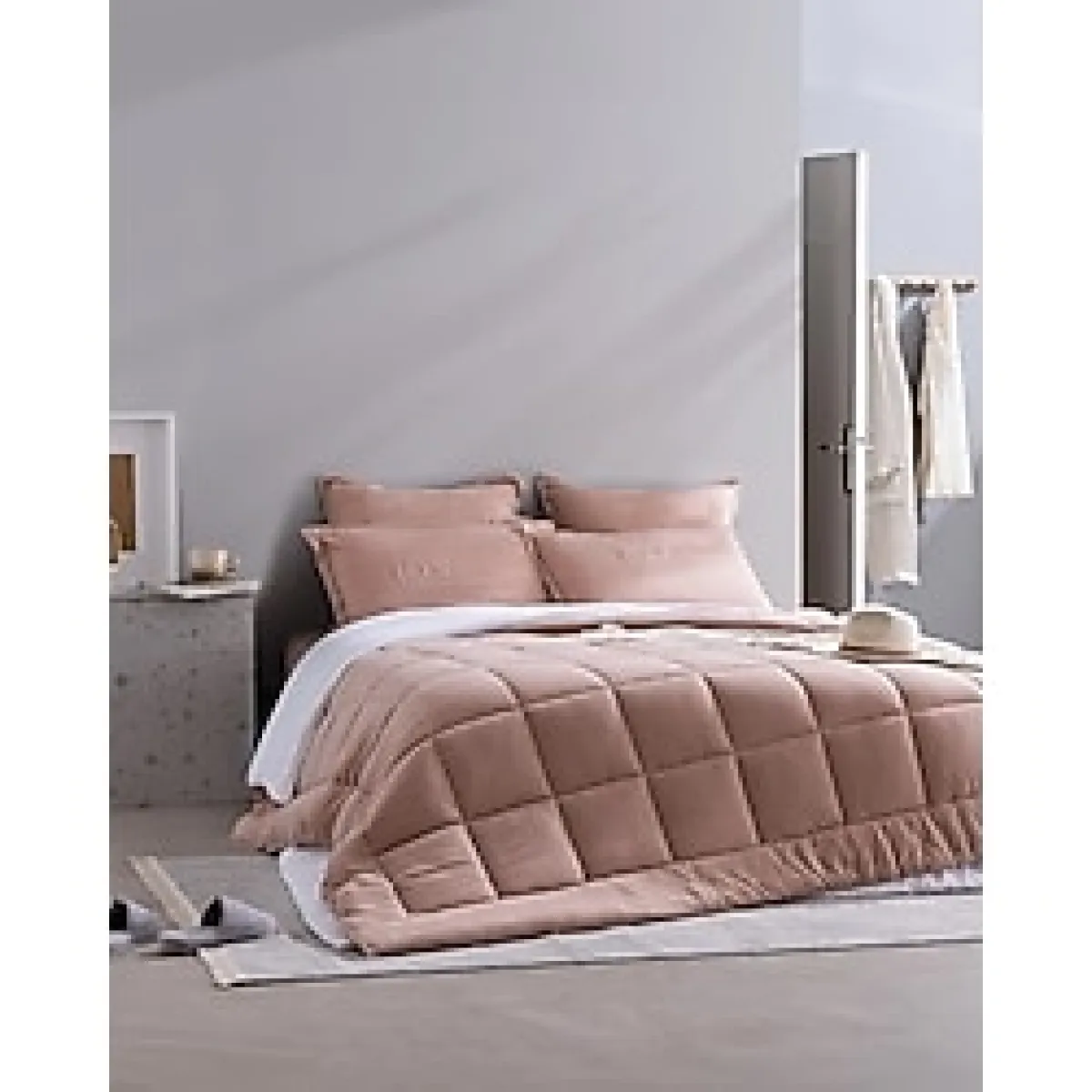 Madame Coco Cassis Cotton Tek Kişilik Comforter Set, Pudra, 160 x 220