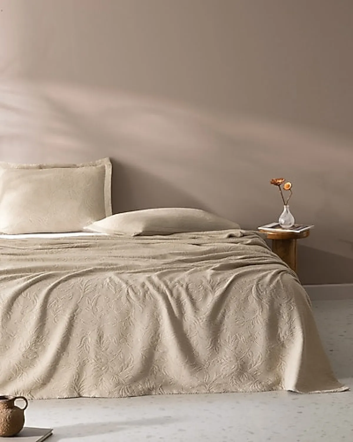 Madame Coco Esther Bej Çift Kişilik Yatak Örtüsü Takımı