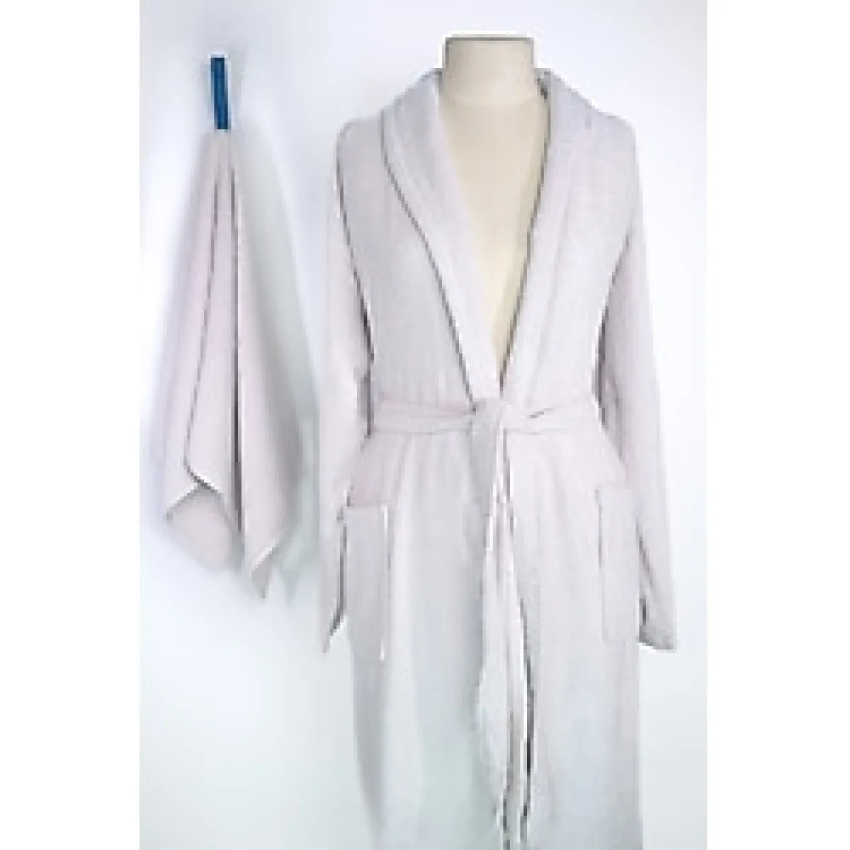 MaLana Havlu Gri Bornoz Ve 50 X 90 Baş Havlusu %100 Pamuk