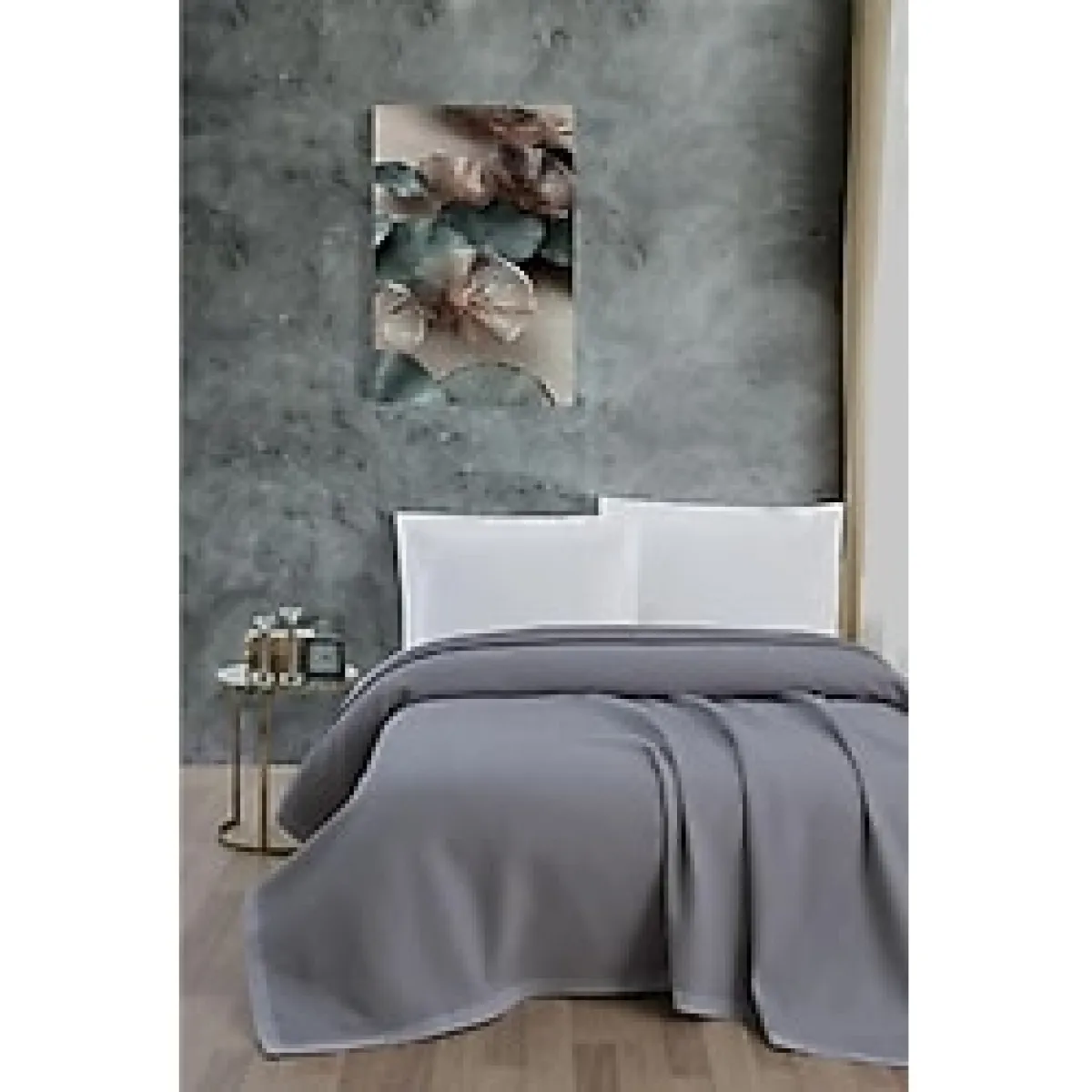 Mulberry Klimalı Pike ,%100 Pamuk Petekli Pike , Dörtmevsim Pike Tek Kişilik 170x240 Gri