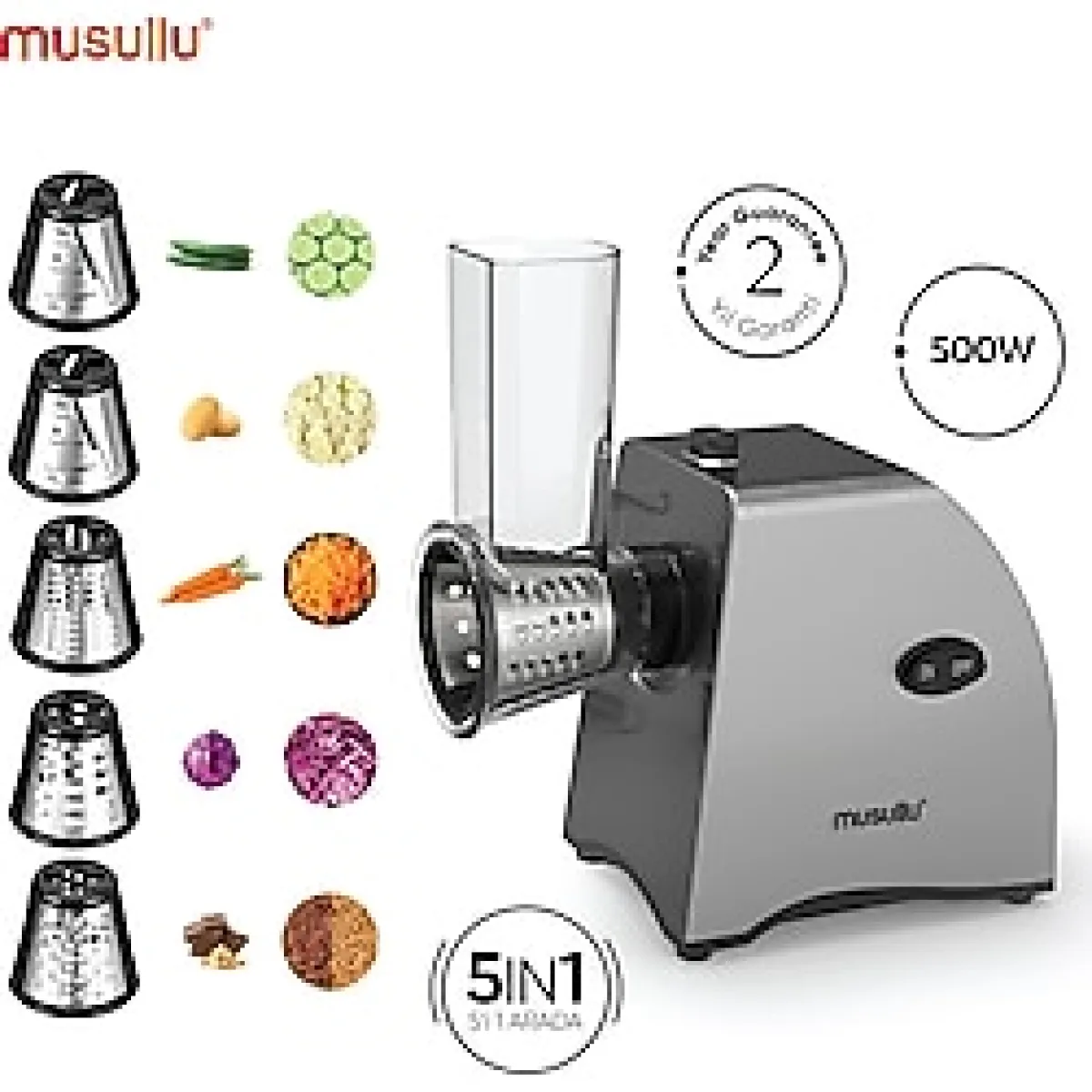 Musullu Rende Makinesi 5'i 1 Arada Otomatik Doğrayıcı Dilimleme