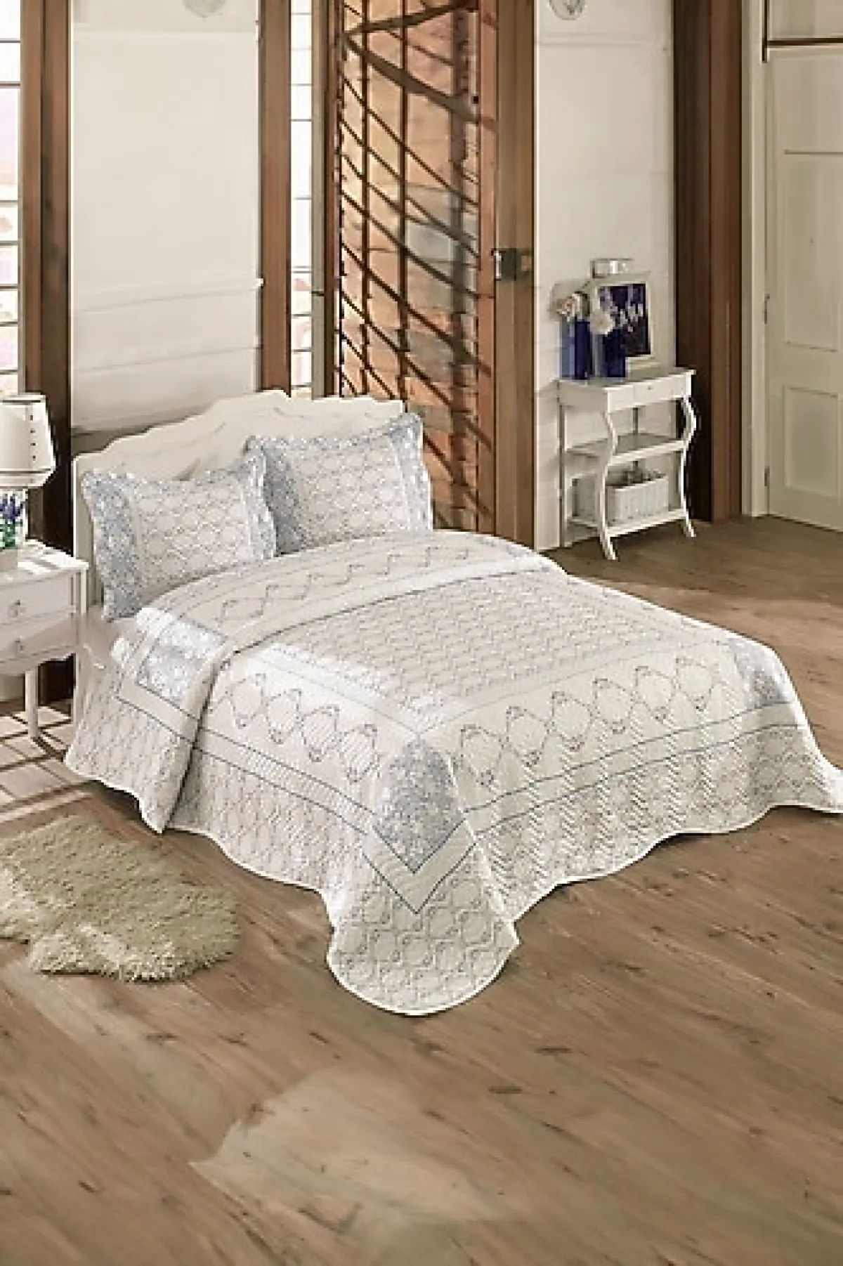 Örtüm Lisa Kapitone Çift Kişilik Yatak Örtüsü Takımı