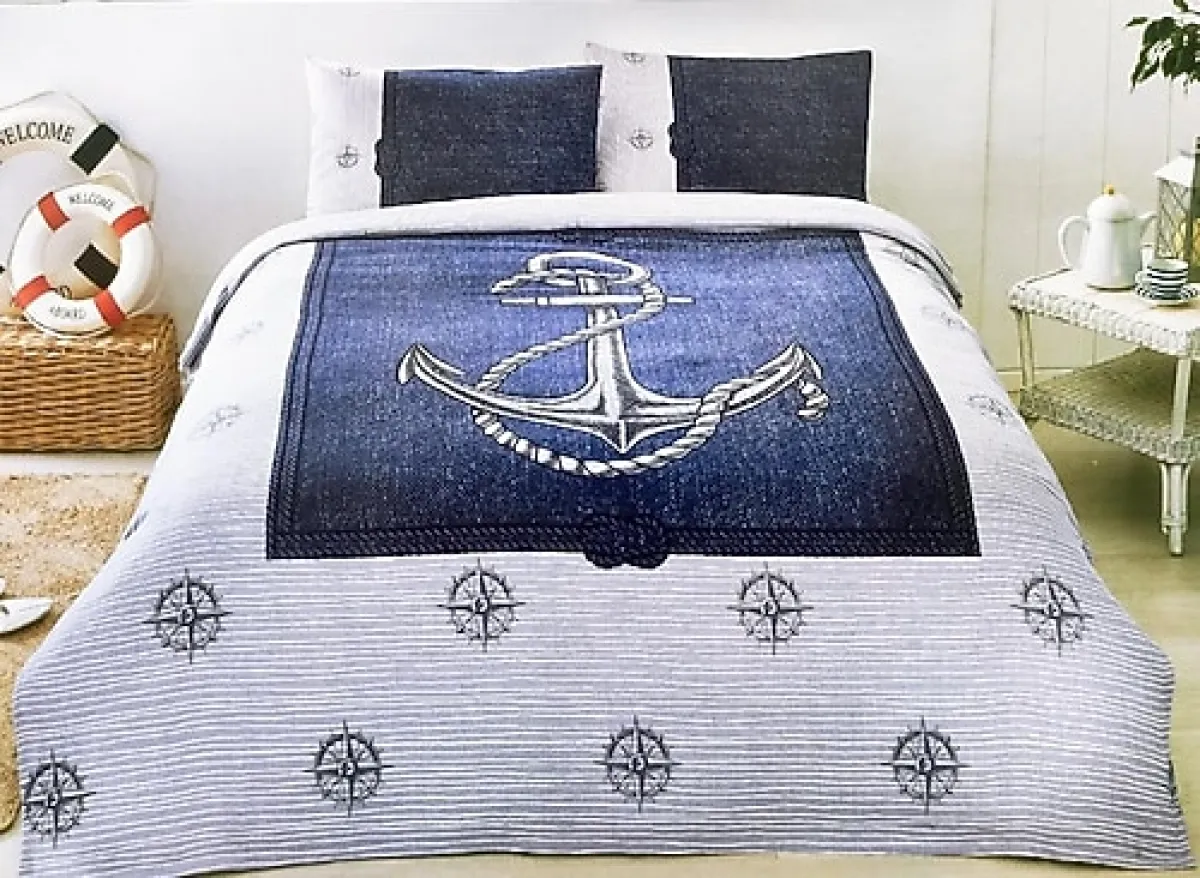 Özdilek Anchor Denim Tek Kişilik Pike Takımı