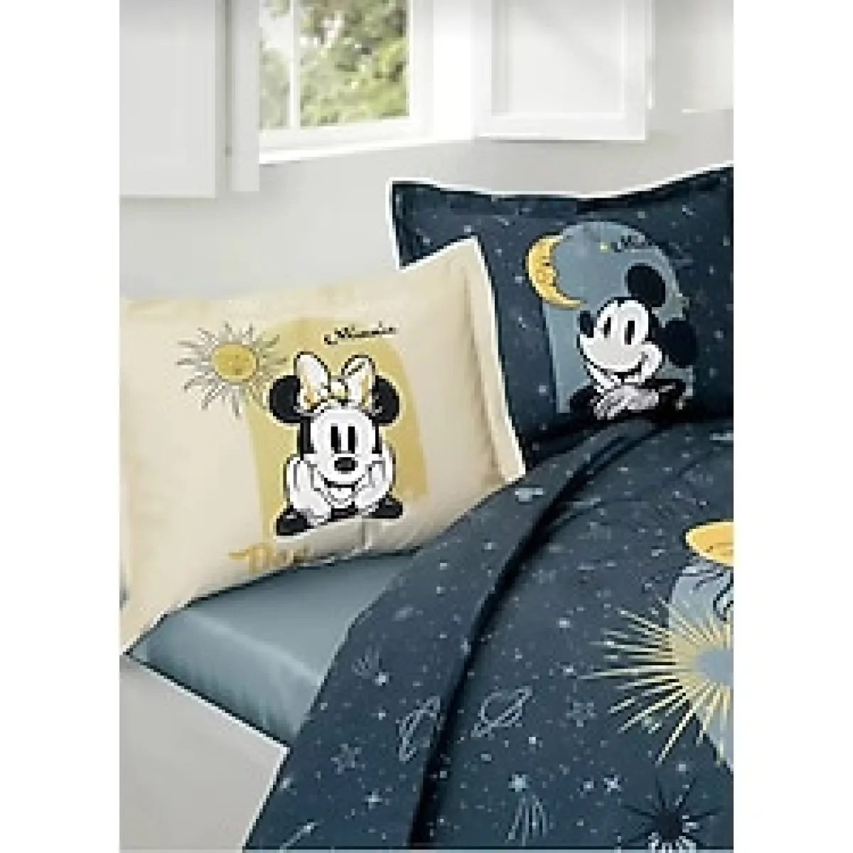 Özdilek Mickey & Minnie Day Mavi Çift Kişilik Disney Lisanslı Lastikli Çarşaf Nevresim Takımı