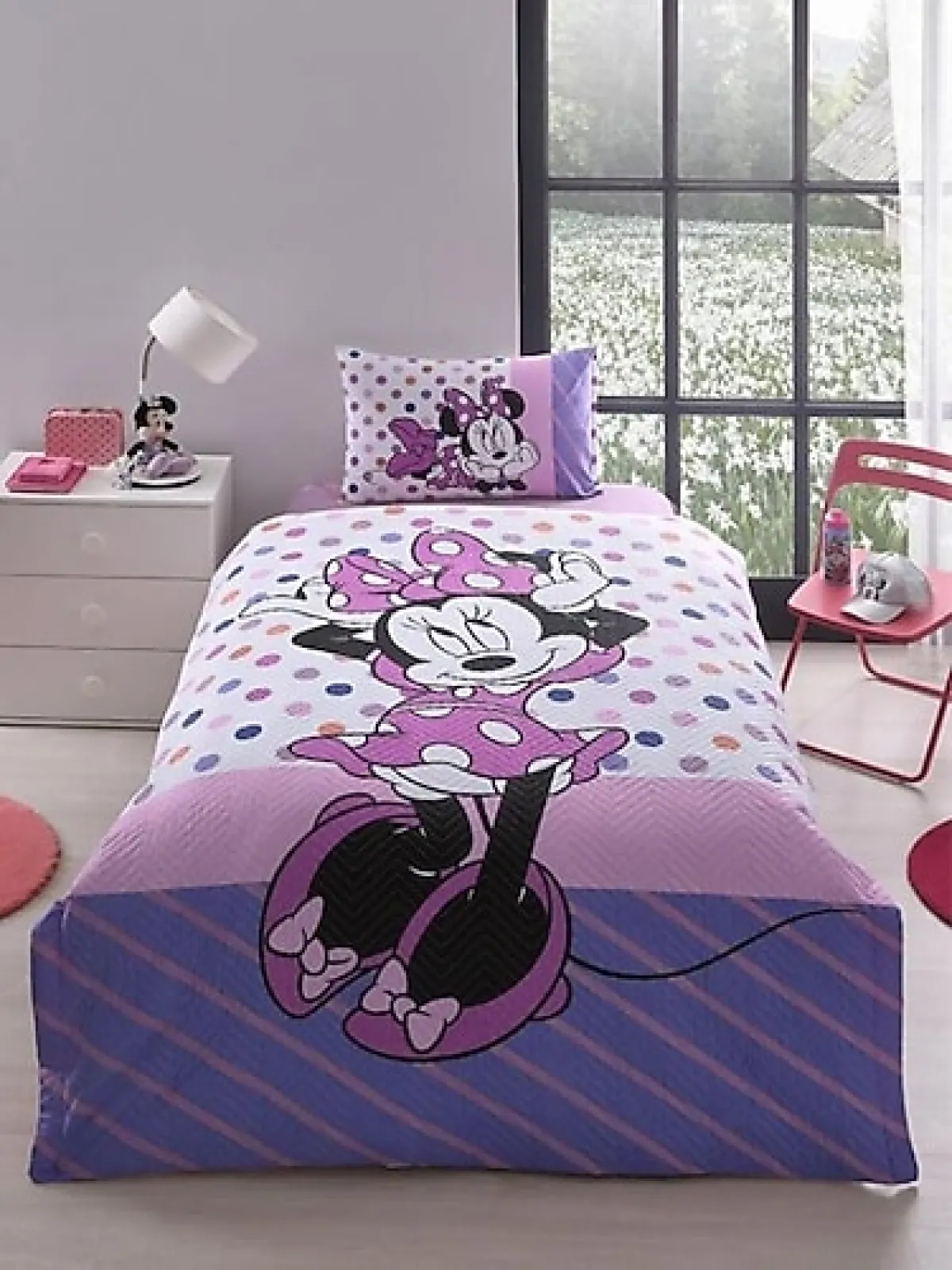 Özdilek Minnie Mouse Trend Kapitoneli Dört Mevsim Nevresim Takımı