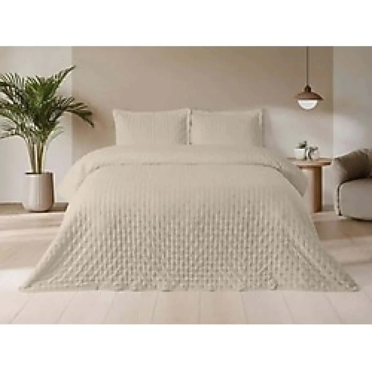 Özdilek (Nev) Yatak Örtüsü.ultrasonıc Rıtım Bej Çift Kişilik