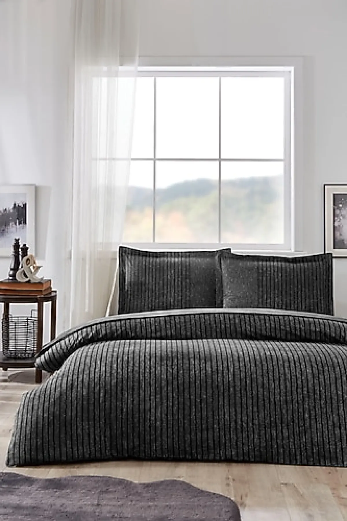 Özdilek Noir Lastikli Çarşaflı Pamuk Tek Kişilik Nevresim Takımı