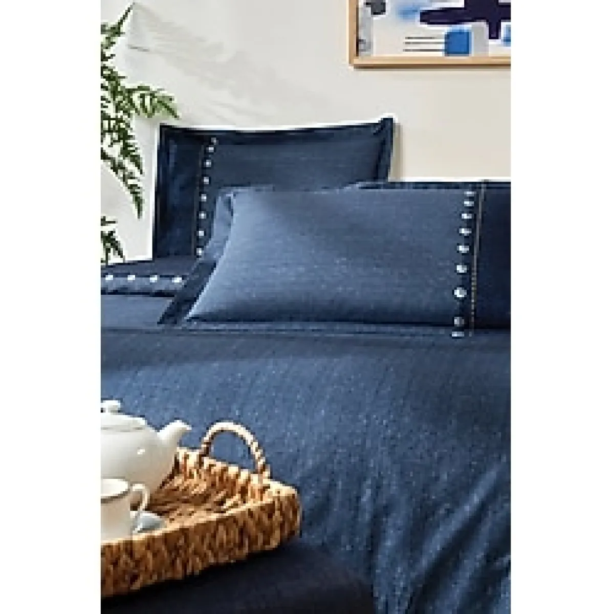 Özdilek Oregon Çift Kişilik Lastikli Çarşaf Denim Nevresim Takımı