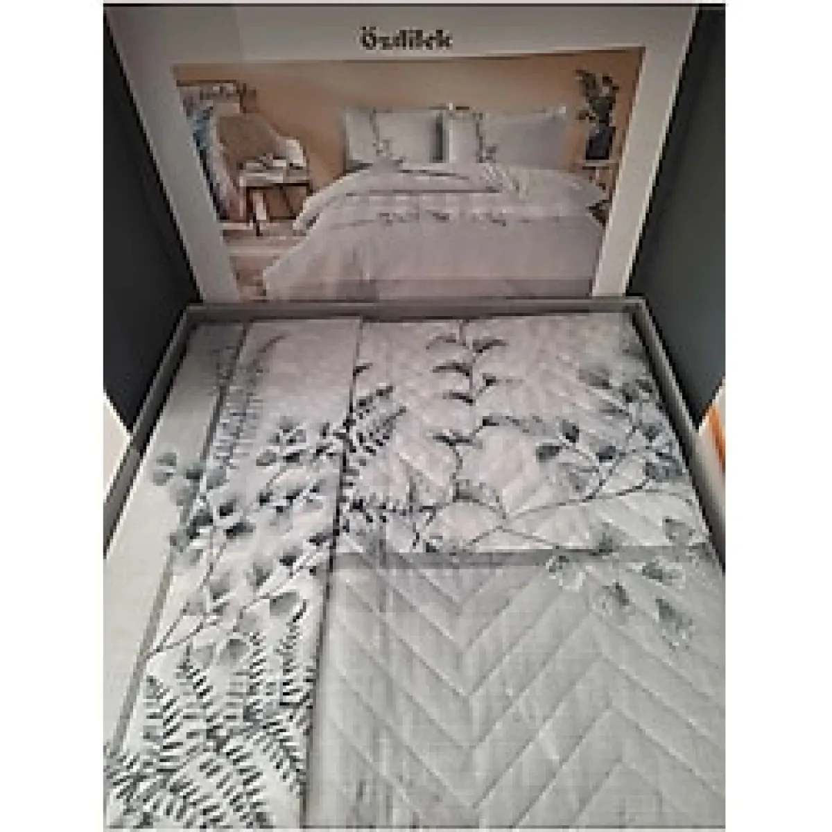 Özdilek RANFORCE ÇİFT KİŞİLİK DÖRT MEVSİM SET HELECHO GRİ