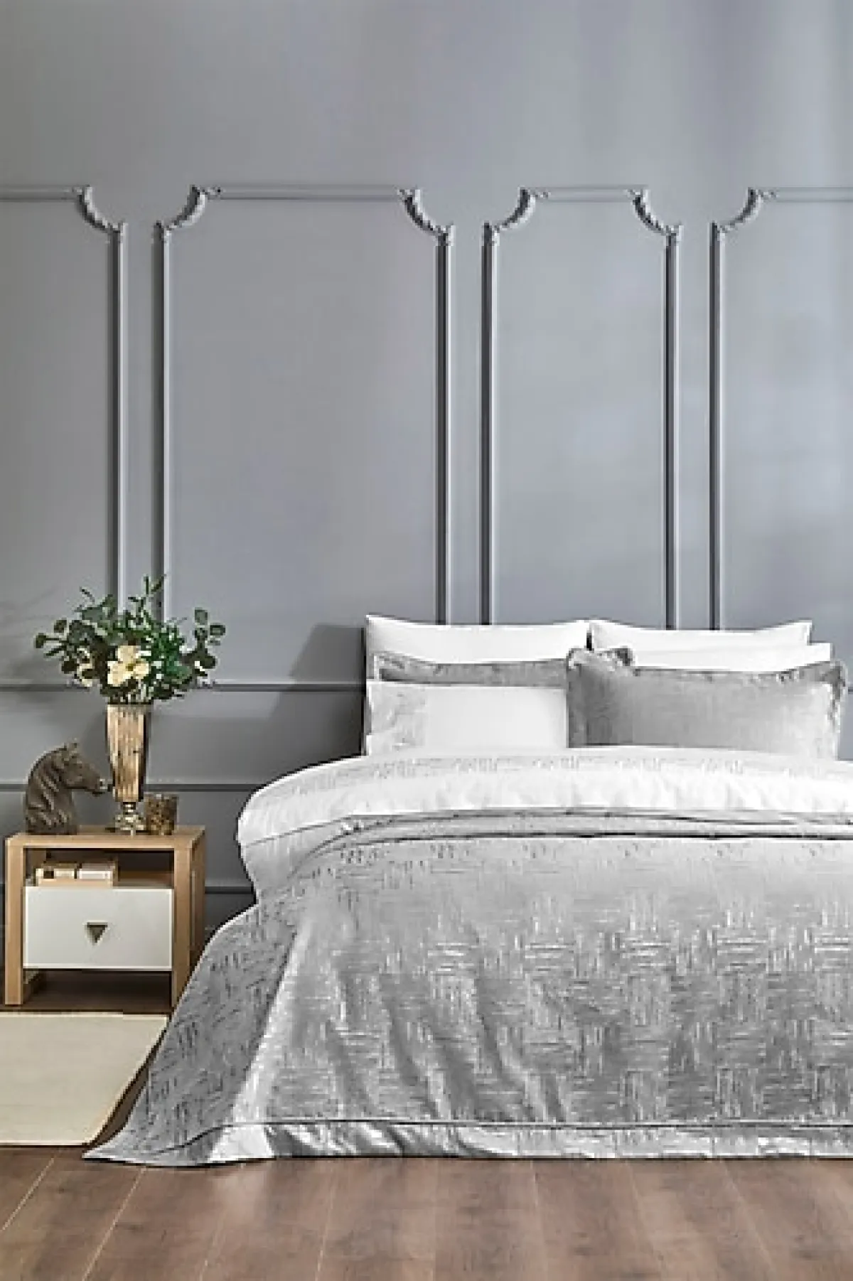 Özdilek Rebecca Gri 7 Parça Gelin Seti