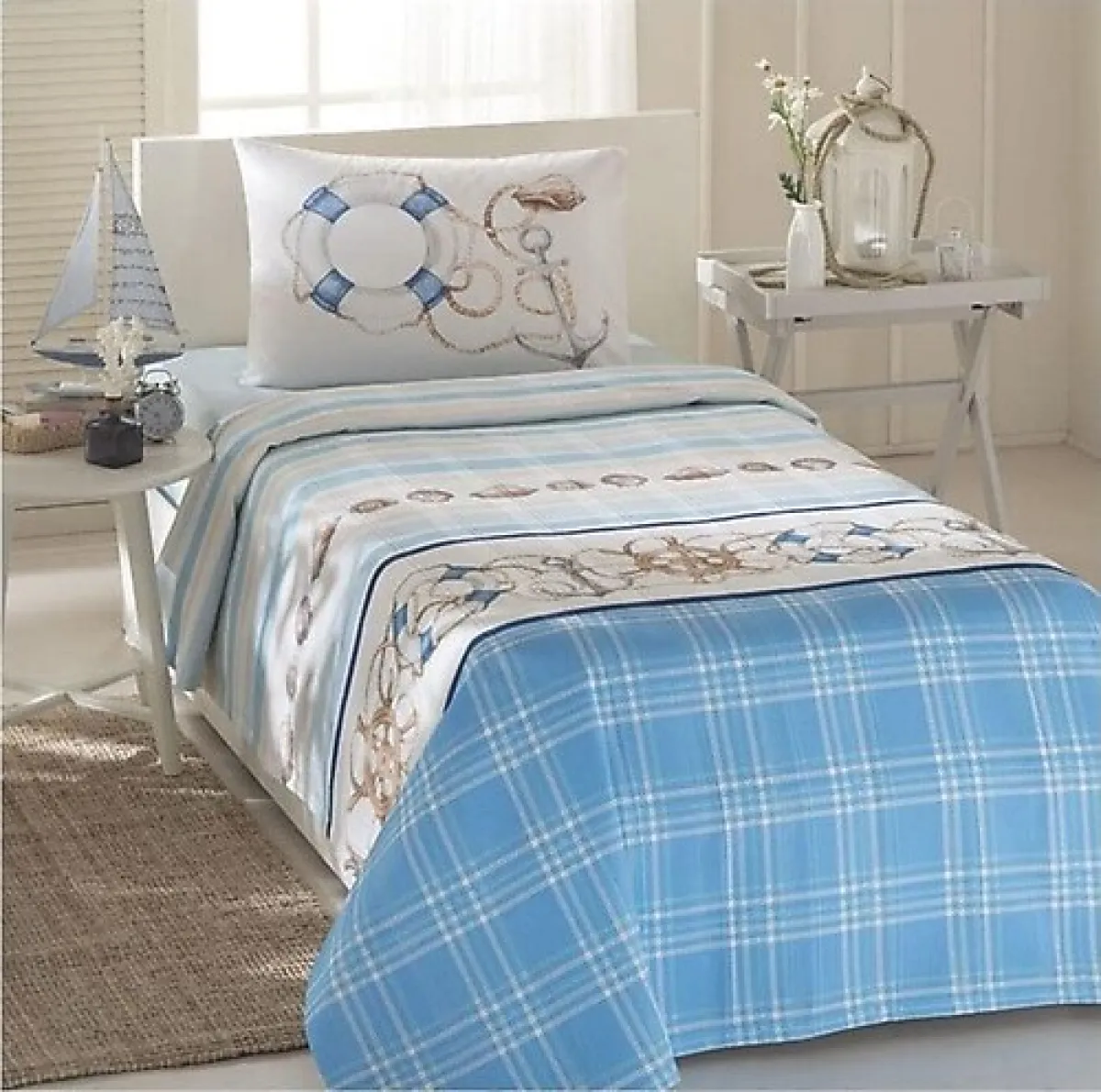 Özdilek Shells Marine Tek Kişilik Kapitone Nevresim Takımı