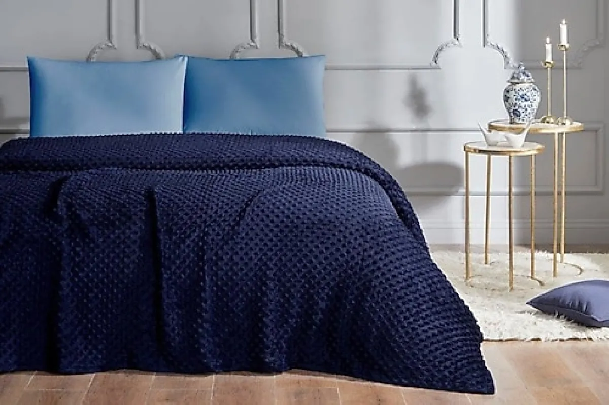 Özdilek Tomurcuk Lacivert 200x220 cm Çift Kişilik Battaniye