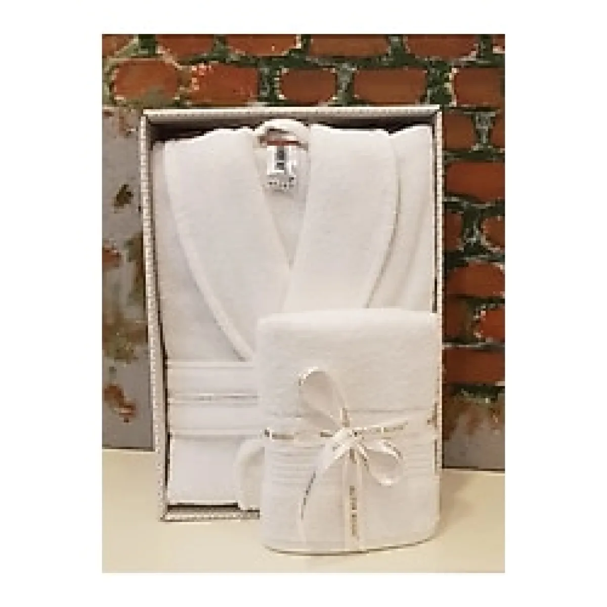 Özdilek Trendy Şalyaka Bornoz + Baş Havlusu Beyaz L Beden