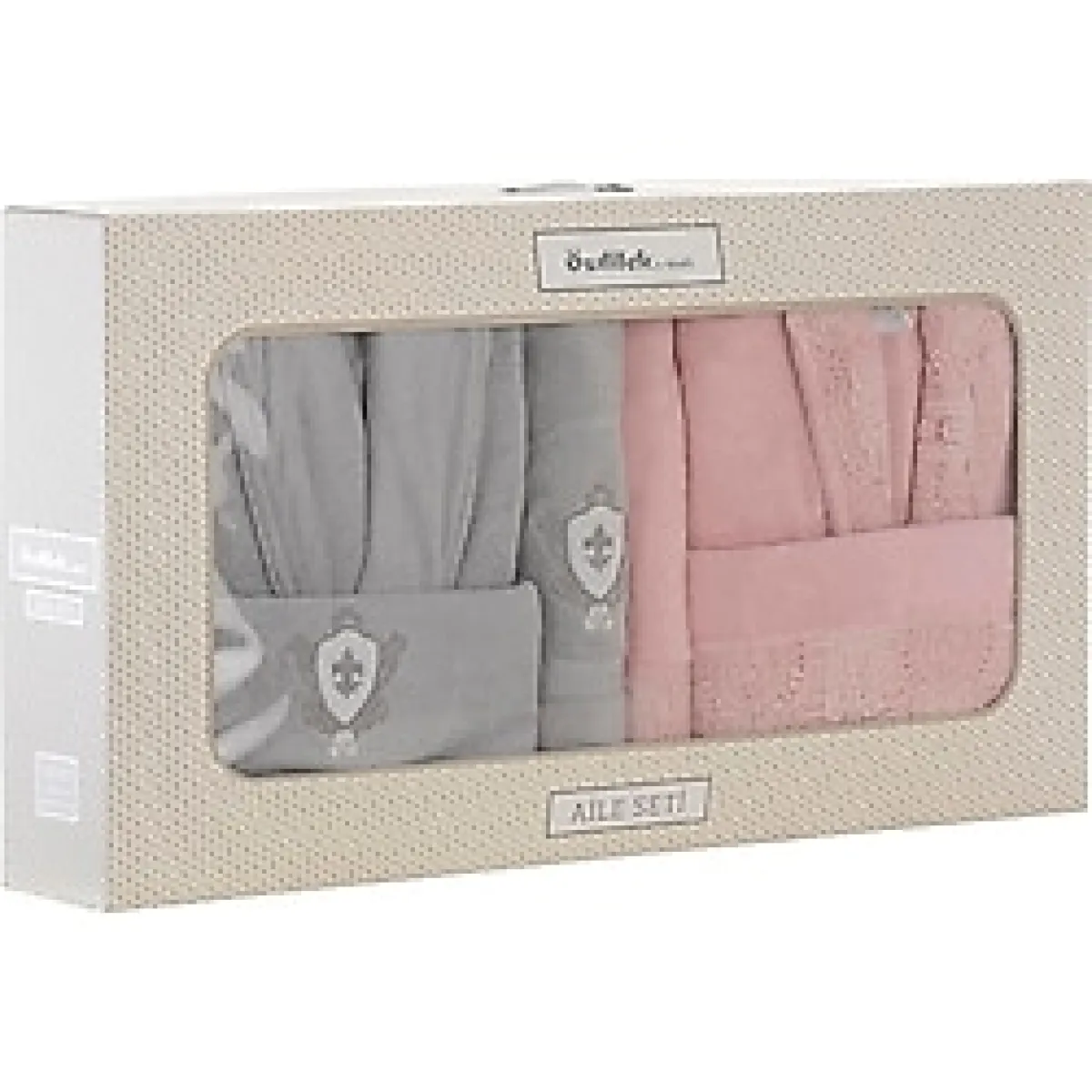 Özdilek Wedding Pudra Gri Aile Bornoz Takımı