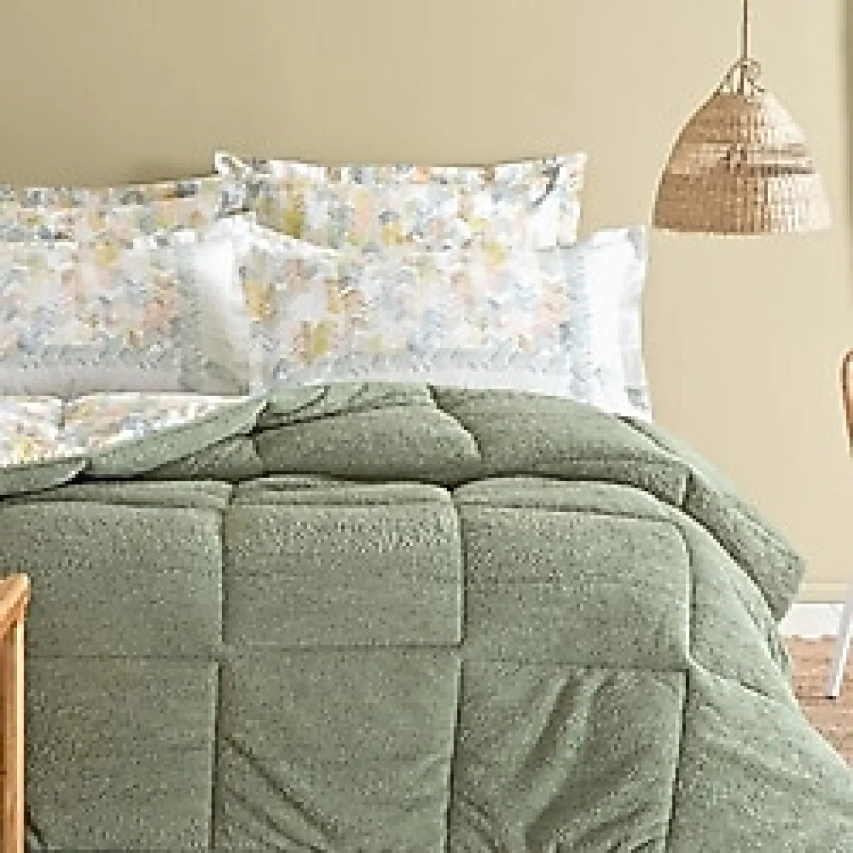 Puffy Leora Çift Kişilik Threefy Uyku Seti - Adaçayı - Yeşil