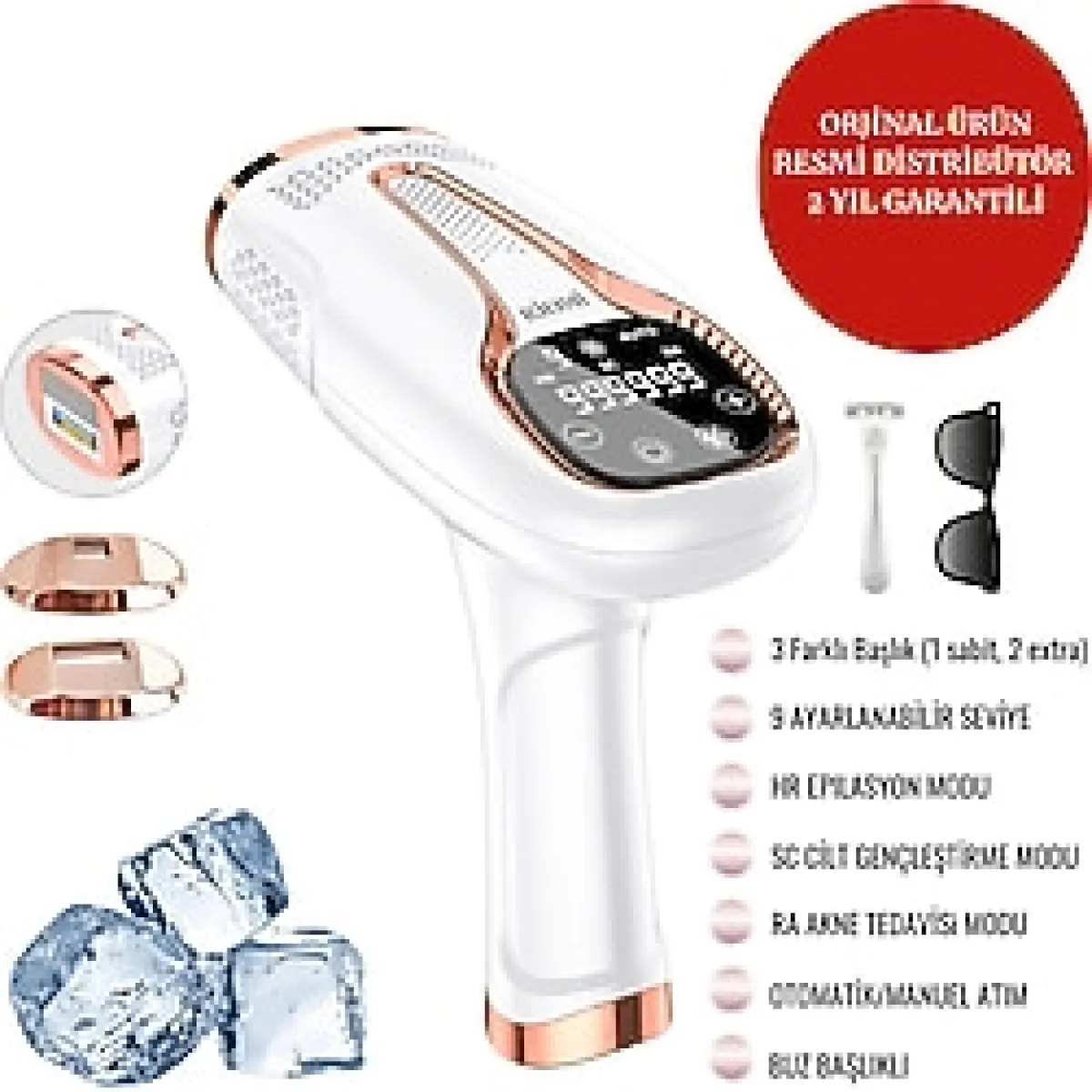 RİOMİ Ipl Buz Lazer Epilasyon 999.999 Atım Otomatik/manuel Dokunmatik Ekran Ağrısız Vücut Yüz Cihazı