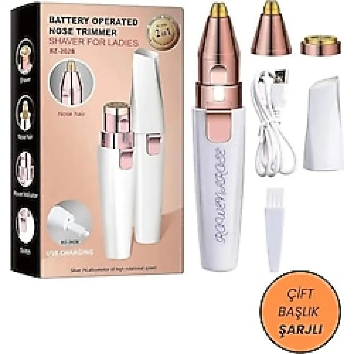 ROWENAROSE Yüz Kaş Epilatör Kıl Kaş Bıyık Tüy Alma Aleti Şarjlı Traş Makinası