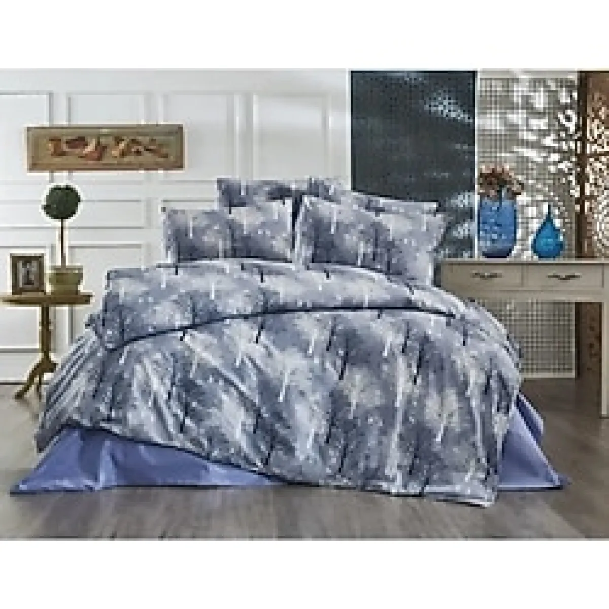 Sheri Home Tekstil Cotton Gri Ağaç Tek Kişilik Nevresim Seti Takımı