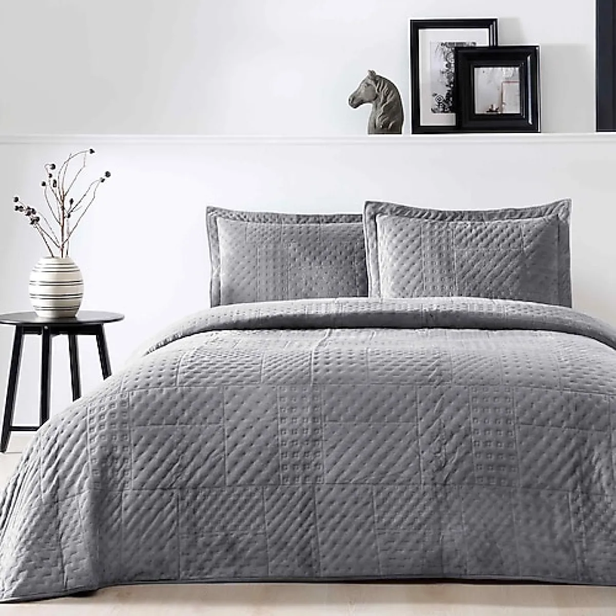 Taç Alvin Antrasit Tek Kişilik Yatak Örtüsü Takımı