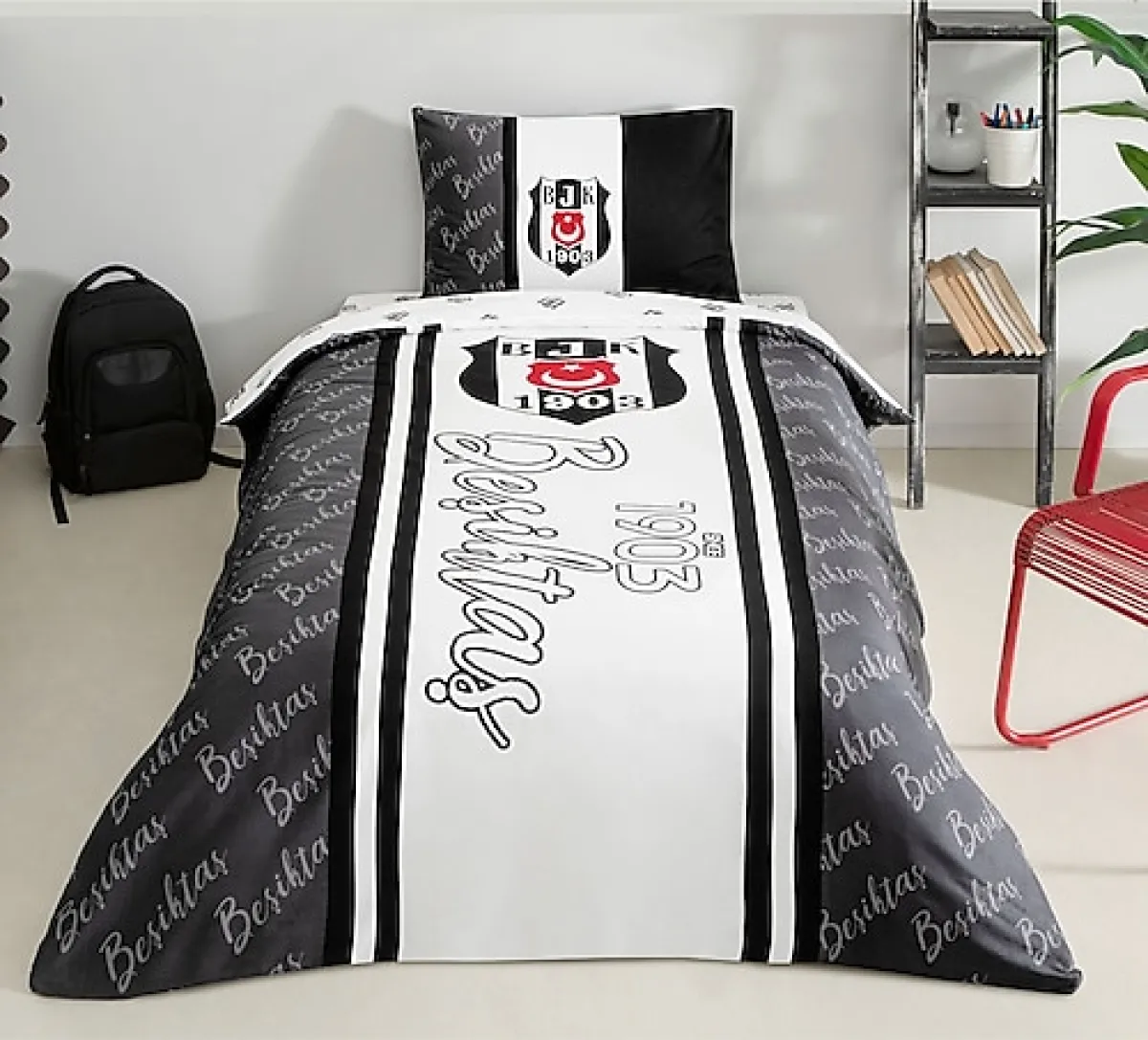 Taç Beşiktaş 1903 Glow Tek Kişilik Nevresim Takımı