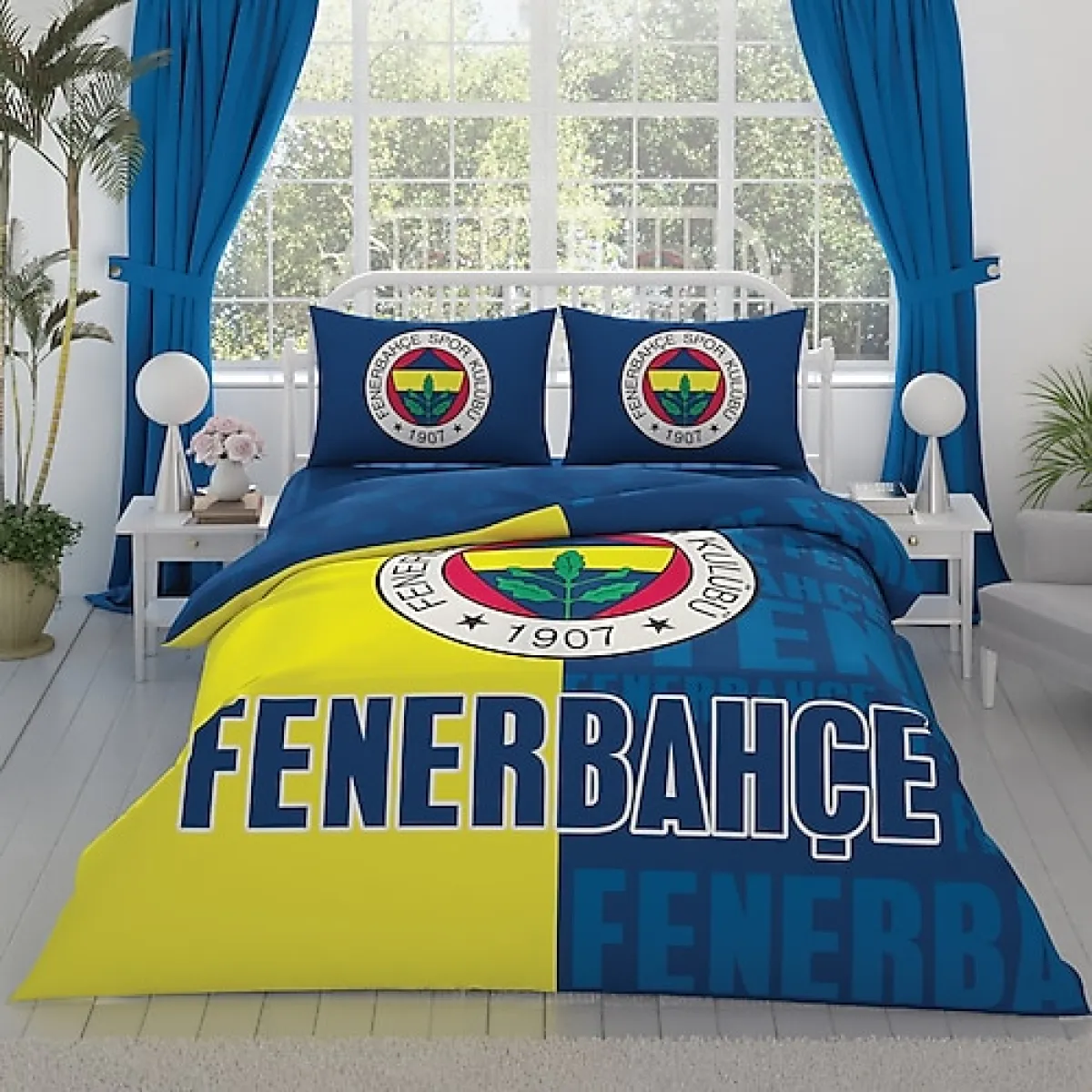 Taç Fenerbahçe Parçalı Logo Pamuk Çift Kişilik Nevresim Takımı