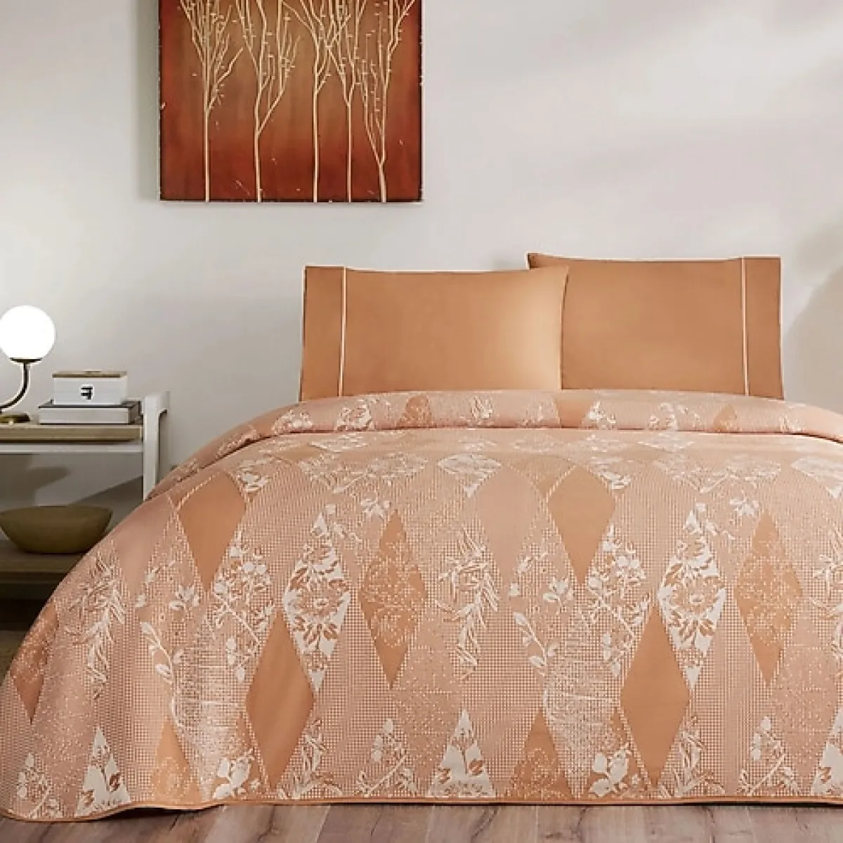 Taç Flava Kiremit Çift Kişilik Pike Takımı