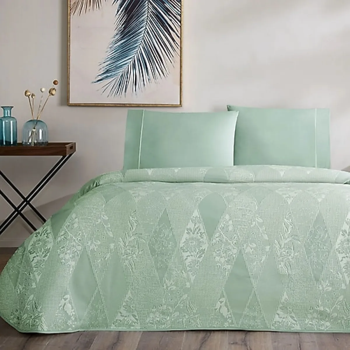 Taç Flava Yeşil Çift Kişilik Pike Takımı