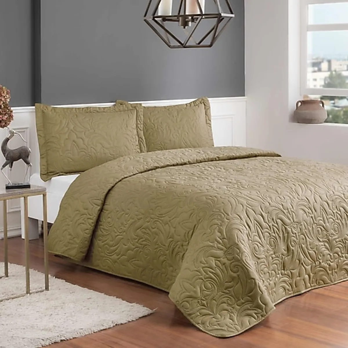 Taç Gala Gold Kapitone Tek Kişilik Yatak Örtüsü Takımı