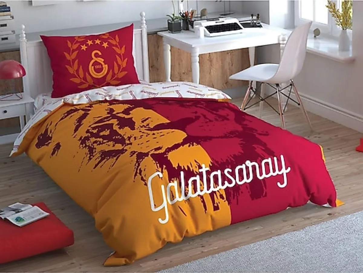 Taç Galatasaray Aslan Logo Tek Kişilik Lisanslı Nevresim Takımı