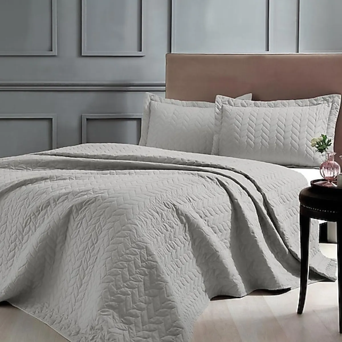 Taç Glory Taş Kapitone Tek Kişilik Yatak Örtüsü Takımı