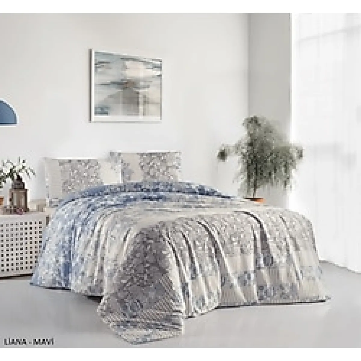 Taç Kristal Tek Kişilik Terry Cotton Nevresim Takımı lıana Mavi